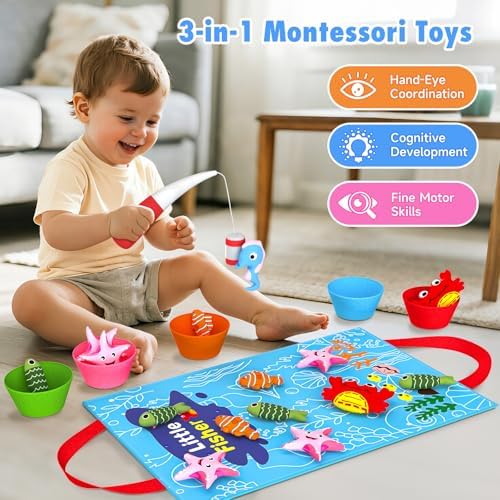 Toddler Toy Montessori Toys for 1 Year Old Baby Boy Girl, Fishing Game - Image 2
