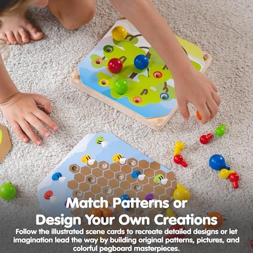 PlanToys® Creative Peg Board Wooden Toy for Kids Ages 3+ Montessori Set - Image 5