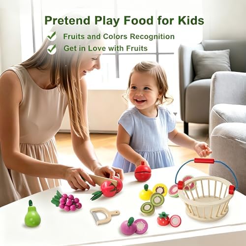 Wooden Cutting Fruit Play Set for Kids,Pretend Play Food Toy - Image 6