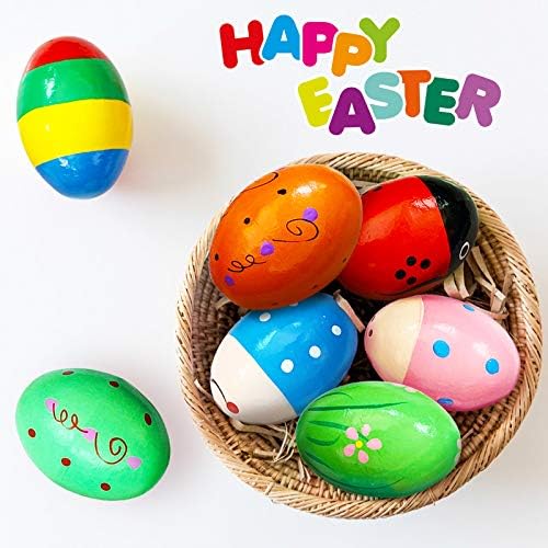 8 PCS Easter Wooden Eggs Shakers Musical Instruments Decorations Percussion Maracas Craft for Kids/Toddlers Hunt Game Gifts Basket Stuffers Fillers Decor - Image 6