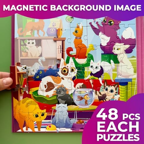 Magnetic Puzzles for Kids Ages 3-5 - 2x48 Pieces Travel Games 2-4 - Image 3