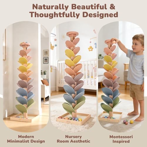 Joyreal Wooden Marble Run for Kids 3-5 4-8, Montessori Music Tree Toys - Image 4