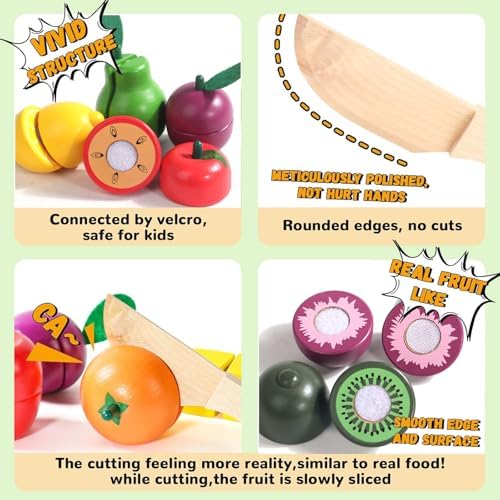 Wooden Play Food for Play Kitchen, Montessori Toys for 2 Year Olds - Image 2