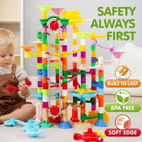 JOYIN 236Pcs Glowing Marble Run with Motorized Elevator- Construction Building Blocks Toys with 30 Glow in The Dark Plastic Marbles, STEM Toy for Boys and Girls, Birthday Gift, Easter Basket Stuffers - Image 4