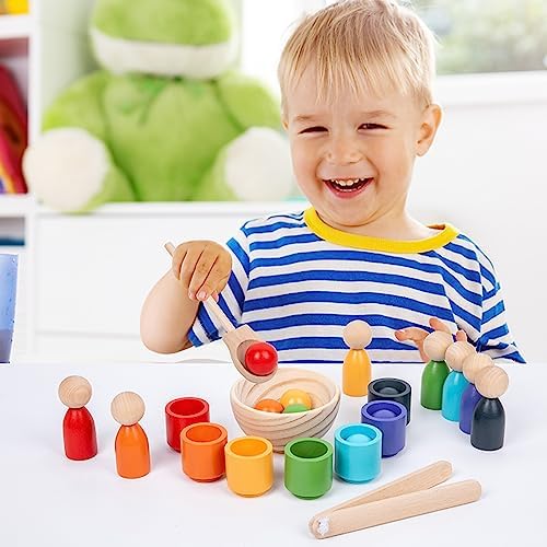 Montessori Wooden Balls in Cups Color Sorting Toy for Toddlers Ages 3+ - Image 6
