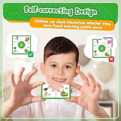 Edulok Phonics Puzzle Games, Spelling Games, Phonics Flash Cards, Sight Word Flash Cards for Toddlers, Learning Educational Toys, Kids Preschool Learning Activities, Homeschool Supplies, Learn to Read - Image 6
