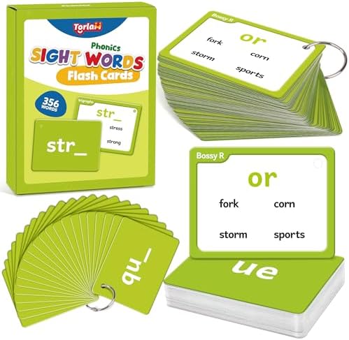 Torlam Sight Words Flash Cards for Kids Phonics Learning,Learn to Read Digraphs CVC Blends Long Vowel Sounds Spelling Reading Phonics Games, Site Words for Classroom Homeschool by Torlam