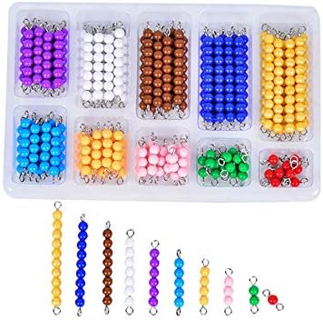 Montessori Math Toys Material for Toddlers 10 Sets Colored Bead Chains 1-10 by Kghios