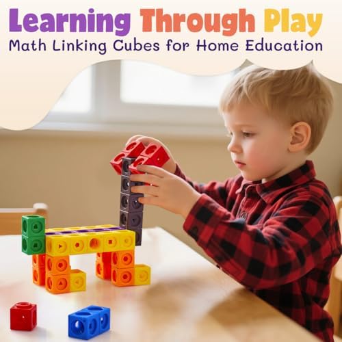 Set of 200 Kids Linking Cubes for Math, STEM Connecting Cubes Math Manipulatives Kids Counting Blocks for Classroom Learning Supplies for Preschool and School Children - Image 6