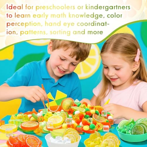 149 Pcs Lemon Sensory Bin Items Summer Counting Sorting Summer Sensory Bin Filler Fine Motor 15 Fake Lemon Slices 6 Fake Cubes Counts for Easter Day Spring Summer Sorting Counting Decor - Image 7