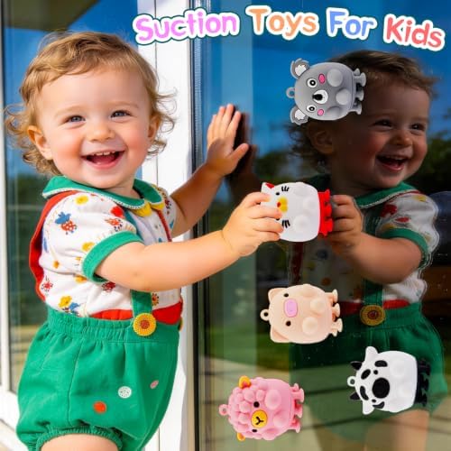 12 PCS Animal Pop Suction Fidgets Toys, Travel Toys for Airplane Car Activities Essential, Party Favors for Kids, Goodie Bags Stuffers for Kids, Bath Toys, Birthday Gifts for Boy Girls - Image 3