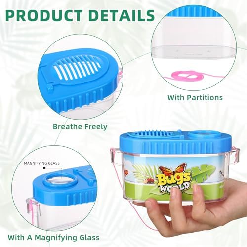 Halloscume 12 Pcs Insect Bug Viewer for Kids Explorer Outdoor Set Bug Catcher Containers for Insects Magnifying Insect Box Observation Kit for Science Nature Exploration Collecting - Image 3