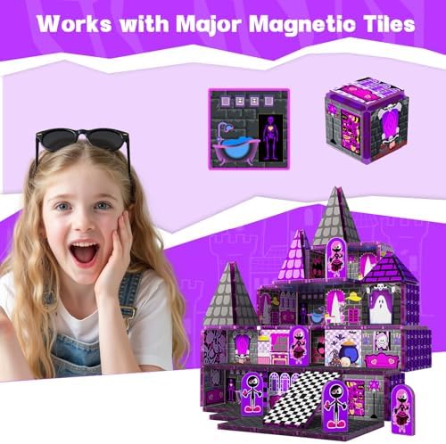 Magnetic Tiles 52PCS, Magnetic Building Blocks STEM Montessori Toys, Preschool Classroom Must Haves, Toddler Sensory Educational Toys for Kids Ages 3-12, Christmas Birthday Gift for Boys Girls(PURPLE) - Image 4