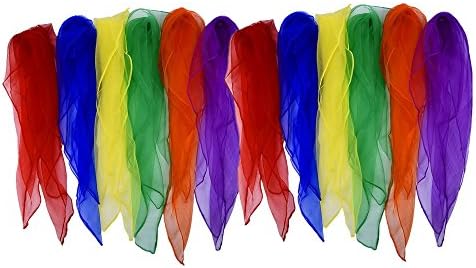 yueton 12pcs Colorful Hemmed Square Rhythm Band Scarves Juggling Dance Scarves - Image 2