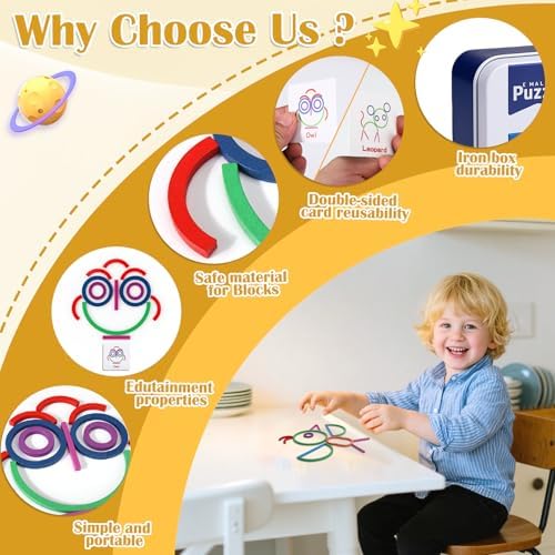 Vodolo Wooden Pattern Blocks Sticks and Rings Learning Set,Smart Sticks for Kids 3 4 5 Years Old,Puzzle Stick Building Toys,Montessori Brain Blocks Preschool Toys Learning Resources - Image 3