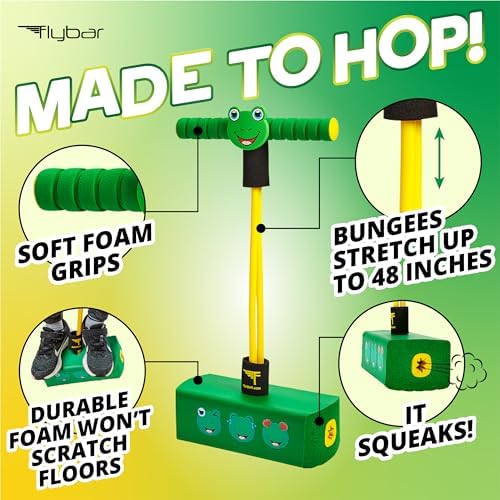 Flybar My First Foam Pogo Jumper for Kids Fun and Safe Pogo Stick for Toddlers, Durable Foam and Bungee Jumper for Ages 3 and up, Supports up to 250lbs (Frog) - Image 2