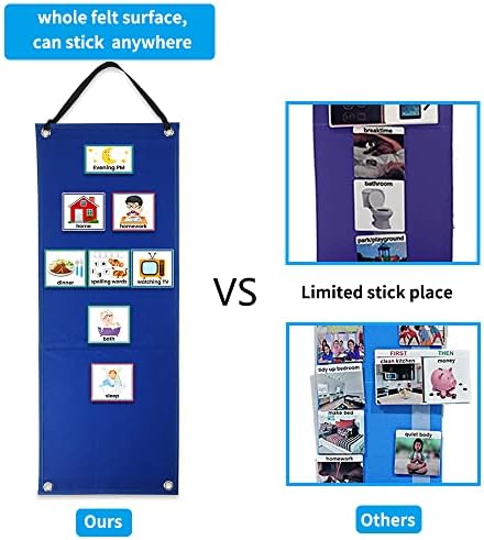 Mewise Visual Schedule Chart for Autism & ADHD Kids - 70 Routine Cards (Morning/Night/Outings) - Durable Felt Board with Storage Pocket - OT Approved Learning Tool for Home & School - Image 6