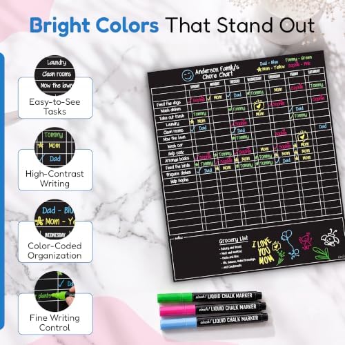 Magnetic Dry Erase Chore Chart for Adults & Kids, 17" x 12" - Black - Image 7