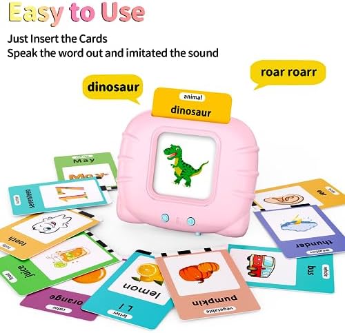 Eaever Educational Learning Toys for 3 4 5 6 Year-Old Girls - 520 Words Talking Flash Cards, Autism Sensory Toys, Pink - Image 2