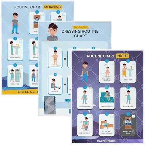 Educational Chart for Kids Step by Step Laminated 9x12 Inch for Children Self Care Visual Chart Ideal for Special Needs and Autism (Daily Routine Chart) by Buildingconfidencethroughdailyroutines