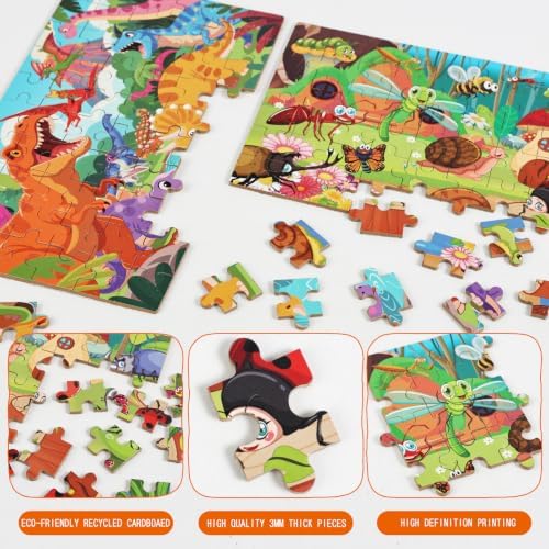 Puzzles for Kids Ages 4-6, 60 Pieces Puzzles for Kids Ages 3-5 in a Metal Box Girls and Boys Learning Educational Jigsaw Puzzle Toys Gifts - Image 2