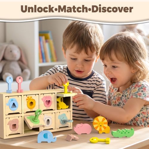 Montessori Toys for 2 Year Old|Wood Lock and Key Toddler Learning Toys - Image 2