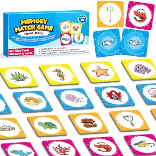 Aizweb Match Game,Memory Game,40 Pcs Toddler Card Games for Boys Girls Kids Ages 3 4 5 6,Flash Cards for Preschool Kindergarten Learning Activities,Educational Toys Homechool Supplies by AIZWEB