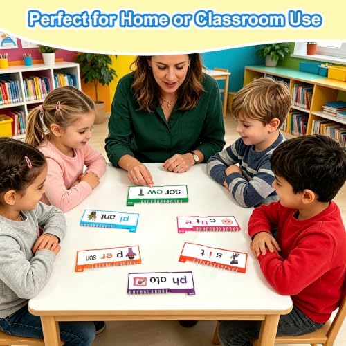Phonics Flash Cards, Word Family Build Book with 40 Read and Rhyme Flip Books, Learn to Read Sight Words, Kindergarten Reading Games, Preschool Homeschool Educational Learning Activities - Image 6