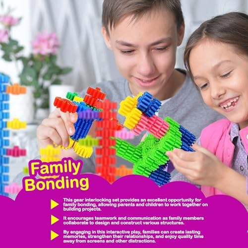 STEM Building Blocks Toys for Kids – Educational and Safe Gear Interlocking Construction Playset – Develop Creativity Preschool Brain Teaser Toys Gift for 3 4 5 Years Old Kids Boys Girls - Image 6