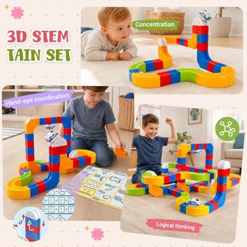 Electric Train Set for Kids, 147PCS (90 Cube Tracks) STEM Building Toy - Image 4