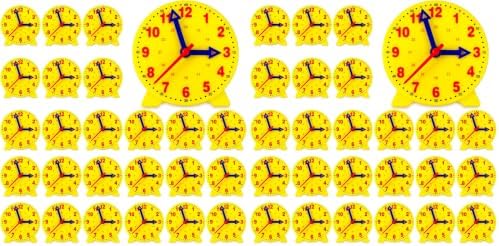 Batiyeer 24 Pcs Teaching Clock Kit for Kids to Tell Time 4'',Yellow (Pack of 2) by Batiyeer