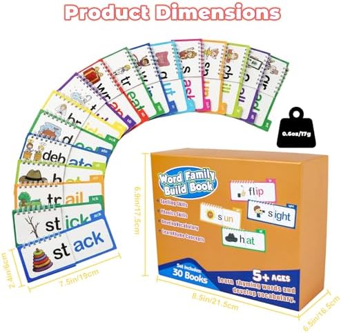 Phonics Flash Cards & Word Family Build Book Fun Kids Flip Books, Learn to Read 30 Read and Rhyme Flip Books, Engaging Educational Tools for Kindergarten, Fun Sight Word Phonics Games - Image 6