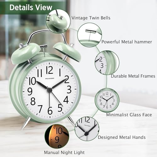 Peakeep Loud Battery Alarm Clock for Heavy Sleepers Adults Kids - Image 4