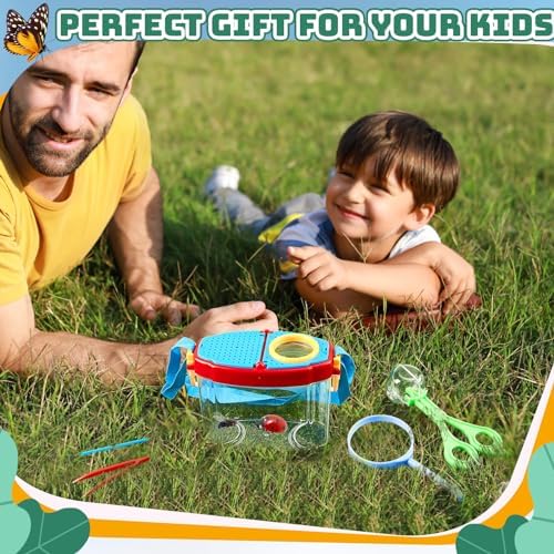 Soulchen 12 Set Bug Catcher Kit for Kids Educational Bug Catching Kit Including Insect Transfer Tweezers Magnifying Glasses Sticks Observation Cages Shoulder Straps, Summer Outdoor Toys - Image 6