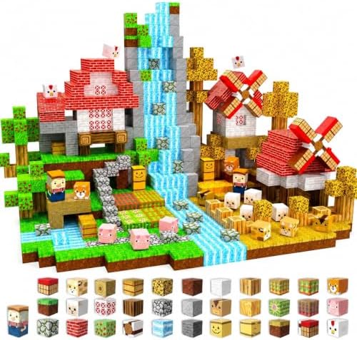 150 PCS Magnetic Blocks - Farm Animals Magnetic Building Blocks, Stacking Magnet Cubes for Kids, Magnetic Construction Toy for Boy Girl, STEM Montessori Sensory Toy for Ages 3-12 Birthday Gift by Magneverse