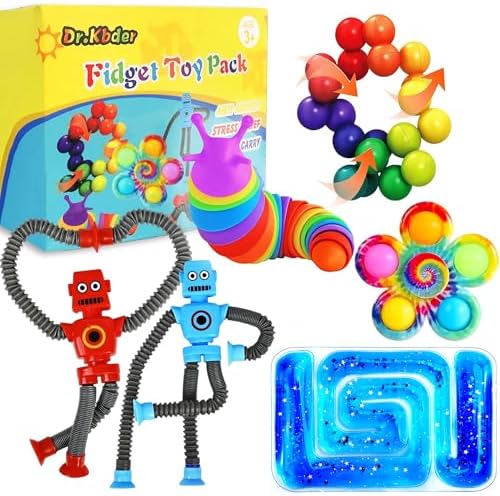 6Pack Sensory Autism Toys for Tollder Kids, Airplane Travel Road Trip Restaurant Toy for Age 3-5 5-7 Fidget Classroom Must Have Treasure Prize Autistic ADHD Easter Basket Stuffers Gifts by DrKbder