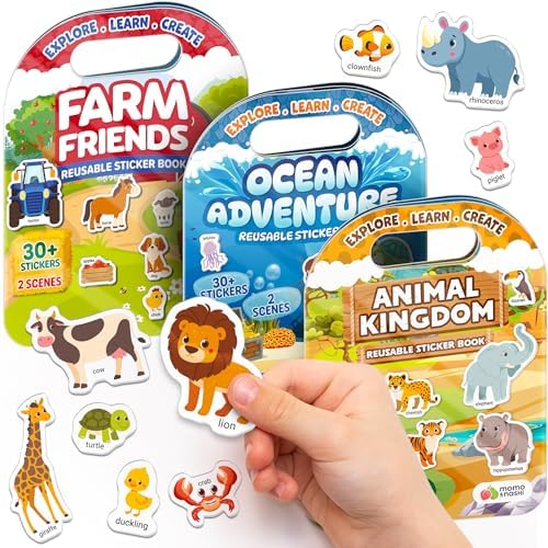 Reusable Sticker Books for Toddlers Kids Airplane Travel Toys Birthday Gift by MomoNashi