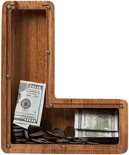 Piggy Bank for Kids Boys Girls, Wooden Large Letter Piggy Bank Alphabet Money Bank with Initial L, Coin Bank Fun Gifts for Birthday, Christmas, Festival, Baby Shower - Image 2