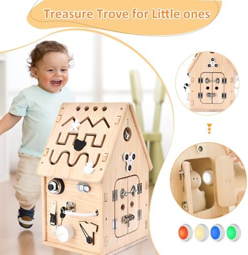 Potatomato Montessori Wooden Busy House - Busy Board Toy for Toddlers - Preschool Learning Educational Toys - Sensory Board for Fine Motor Skills, Gifts for Babys Boys & Girls - Image 5