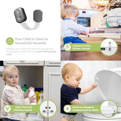 SKYLA HOMES Cabinet Strap Locks for Baby Proofing, 2 Pack, Metallic Gray - Image 2