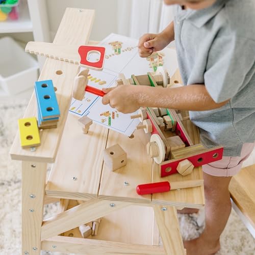 Melissa & Doug Wooden Project Workbench, 55-Piece Pretend Building Set - Image 2