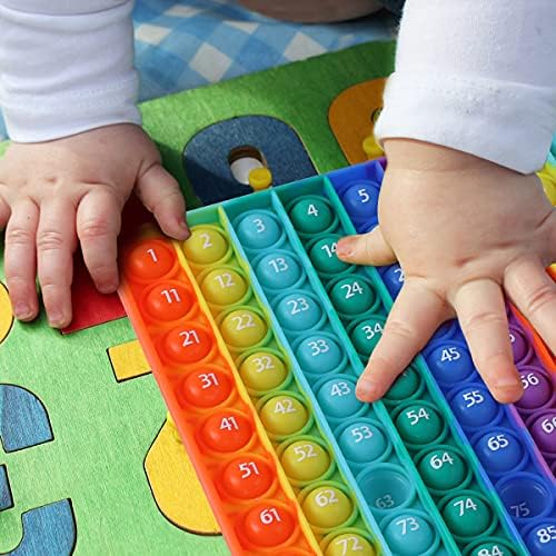 AK-SHIP 7.8in Big Size P0pp Math Toys , Rainbow Square Fidget Ttoy 100bubbles Stress Relieving Fidget Game for Teachers to Create Kinds of Math Manipulatives【with 1-100 Numbers Tables】 - Image 5