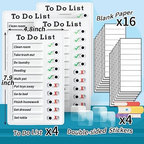 4 Pieces Chores Chart for Kids Multiple Kids - Reusable to Do List with Detachable Cardstock, Sliding Routine Chart, Daily Schedule, and Checklist Board - Image 5