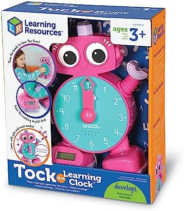 Learning Resources Tock The Learning Clock Pink - Digital Clock for Classroom, Telling Time, Kids Timer, Homeschool Essentials, Montessori, Toddler School Supplies, Gifts for Boys and Girls by LearningResources