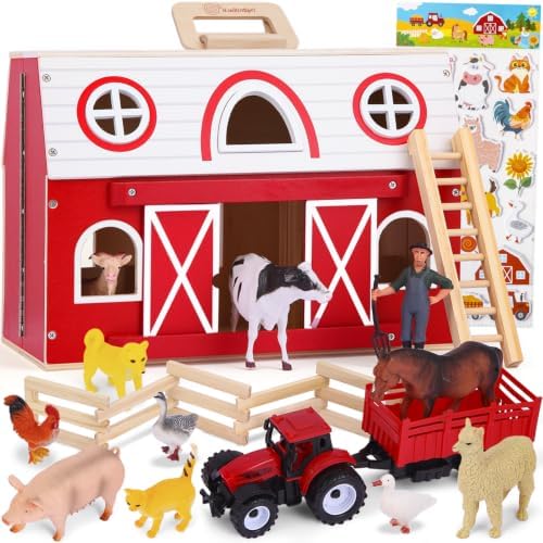 Wooden Barn Toy Set with Farm Animals, Sticker by Unknown
