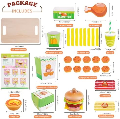Melofaver Hamburger Toys, Montessori Pretend Play Food Sets for Kid Kitchen - Image 2
