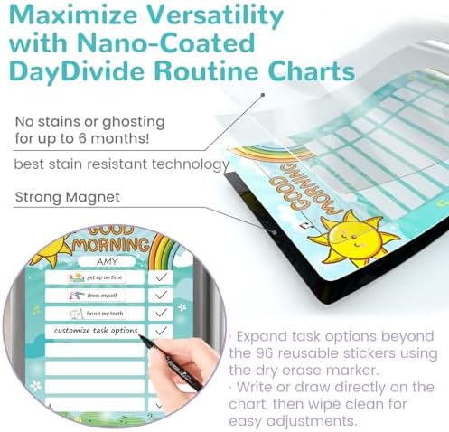 Magnetic Bedtime/Morning Routine Chart &Reward Jar for Kids -Toddler Morning Checklist Board,Daily Reward Routine Chart for Kids,Dry Erase Bedtime Reward Chart,Daily Schedule Chart at Home - Image 4