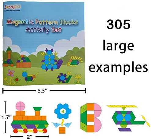 ZazzyKid Kids Magnetic Pattern Blocks Set: 216 PCS Geometric Shape Puzzles Tangram - STEM - Image 6