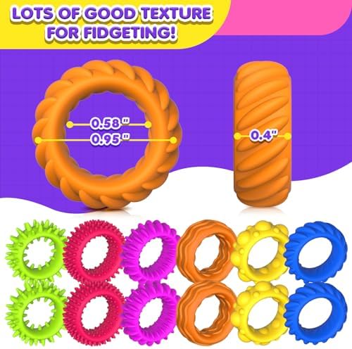 Fidget Toys Sensory Rings for Kids: Quiet Textured Ring 18 Pack - Sensory Toys for Kids with Autism - Calming Corner Bulk Fidgets for Classroom Prize - Party Favors Goodie Bag Fillers - Image 6