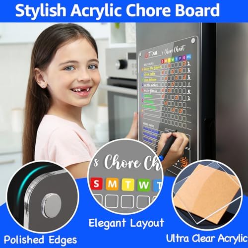 PigPotParty Acrylic Magnetic Chore Chart for Kids, Large 12x16 Inch, 1 Pack - Image 2